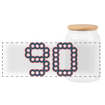 90. 90 YEARS. 90th ANNIVERSARY. 90 YEARS ANNIVERSARY. - Panoramic Cookie Jar with Wooden Lid - white - Front