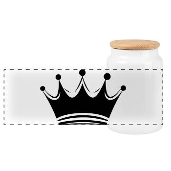 Couronne Reine/Roi personnalisable - Boîte à biscuits avec couvercle en bois - blanc - Devant