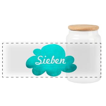 Cloud Nine Structure Sky Cool Quotes Luck - Panoramic Cookie Jar with Wooden Lid - white - Front