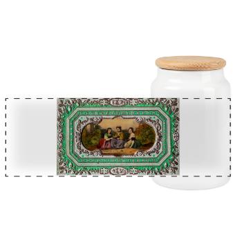 Victorian Vintage Artwork - Panorama Keksdose mit Holzdeckel - Weiß - Vorne
