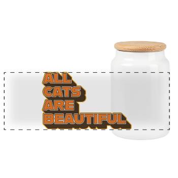 Tous les chats sont beaux – une déclaration élégante - Boîte à biscuits avec couvercle en bois - blanc - Devant