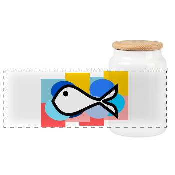 APRIL FOOL. FISH. SARDINE. ANNIVERSARY - Panoramic Cookie Jar with Wooden Lid - white - Front
