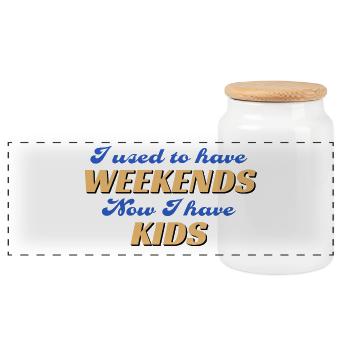 No Weekends Since Kids Shirt - Panorama Keksdose mit Holzdeckel - Weiß - Vorne