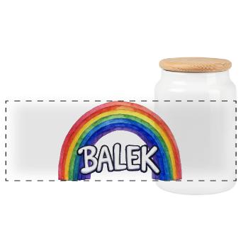 Balek - Arc en Ciel Humour - Boîte à biscuits avec couvercle en bois - blanc - Devant