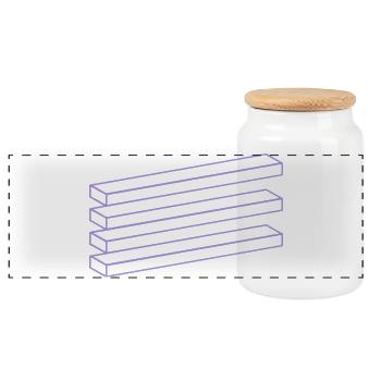 Optical Illusion Geometry Minimalist Puzzle - Panoramic Cookie Jar with Wooden Lid - white - Front
