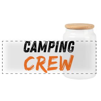 Camping Crew - Panoramic Cookie Jar with Wooden Lid - white - Front
