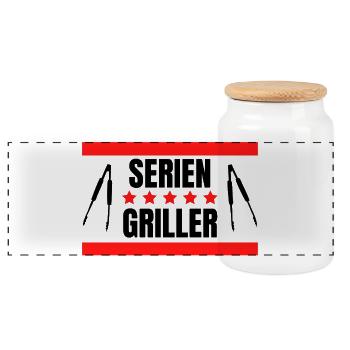 Grillen - Panorama Keksdose mit Holzdeckel - Weiß - Vorne