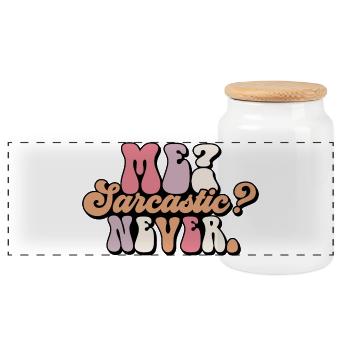 Conception de texte sarcastique inoffensif - Boîte à biscuits avec couvercle en bois - blanc - Devant