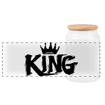 Lettrage King Graffiti - Boîte à biscuits avec couvercle en bois - blanc - Devant