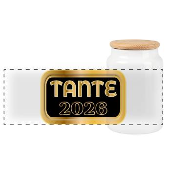 AUNT 2026 BABY ANNOUNCEMENT - Panoramic Cookie Jar with Wooden Lid - white - Front