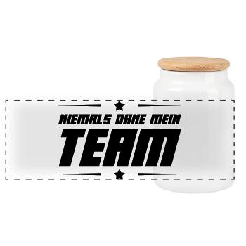 Team - Panoramic Cookie Jar with Wooden Lid - white - Front