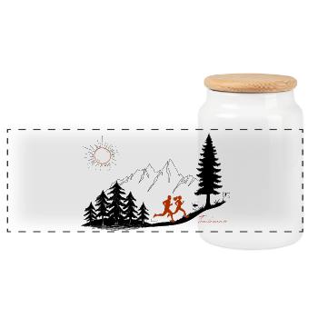 Trail Runner Gift Runner Mountains T-Shirt Pullover Hoodie - Panoramic Cookie Jar with Wooden Lid - white - Front