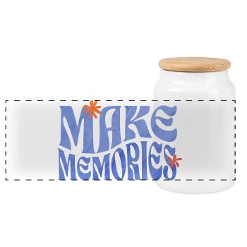 Make Memories Spruchshirt Inspiration - Panorama Keksdose mit Holzdeckel - Weiß - Vorne