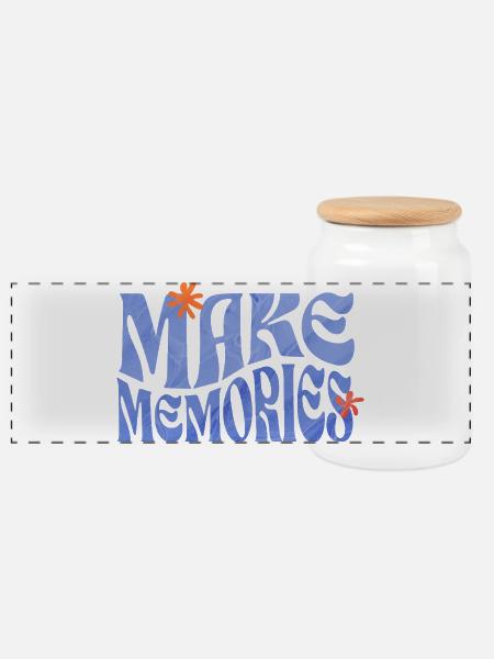 Make Memories Spruchshirt Inspiration - Panorama Keksdose mit Holzdeckel - Weiß