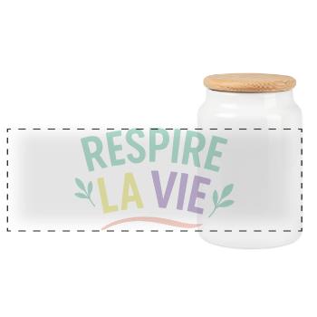 Respire la Vie - Panoramic Cookie Jar with Wooden Lid - white - Front