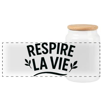 Respire la Vie Botanique - Panoramic Cookie Jar with Wooden Lid - white - Front