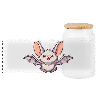 bat - Panoramic Cookie Jar with Wooden Lid - white - Front