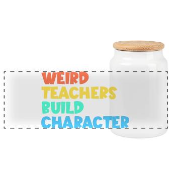 Strange teachers form the character - Panoramic Cookie Jar with Wooden Lid - white - Front