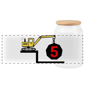 Excavator - Panoramic Cookie Jar with Wooden Lid - white - Front
