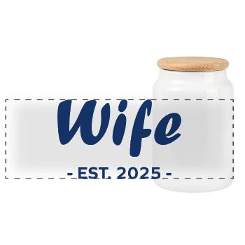 Wife Est 2025  - Boîte à biscuits avec couvercle en bois - blanc - Devant