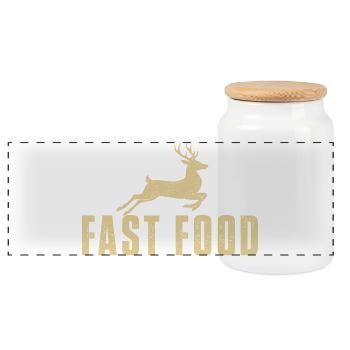 Fast Food Deer Hunting Funny Game Joke - Panoramic Cookie Jar with Wooden Lid - white - Front