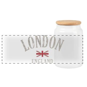 Vintage London Union Jack - Panorama Keksdose mit Holzdeckel - Weiß - Vorne
