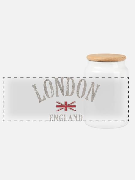 Vintage London Union Jack - Panorama Keksdose mit Holzdeckel - Weiß