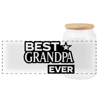 Best Grandpa Ever mit Stern - Bester Opa  - Panorama Keksdose mit Holzdeckel - Weiß - Vorne