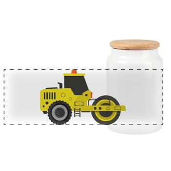 Road roller - Panoramic Cookie Jar with Wooden Lid - white - Front