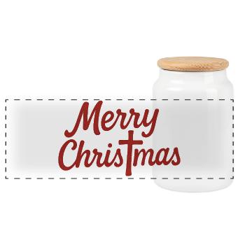 Merry Christmas Kruzifix - Panorama Keksdose mit Holzdeckel - Weiß - Vorne