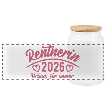 Retraité 2026 | Vacances pour toujours | Pension Pensione - Boîte à biscuits avec couvercle en bois - blanc - Devant
