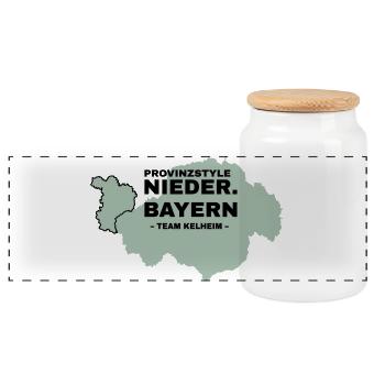 Lower Bavaria | KELHEIM - Panoramic Cookie Jar with Wooden Lid - white - Front