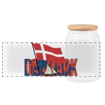 Drapeau et voilier du Danmark - Boîte à biscuits avec couvercle en bois - blanc - Devant