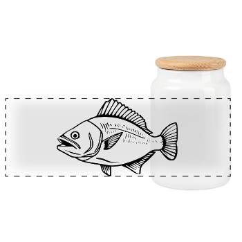 Fisch Angler T-shirt Geschenk Angler - Panorama Keksdose mit Holzdeckel - Weiß - Vorne