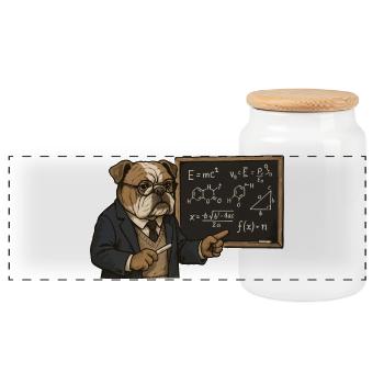 Le professeur Bulldog enseigne les mathématiques, les sciences, le tableau noir - Boîte à biscuits avec couvercle en bois - blanc - Devant