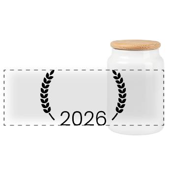 2026 kranz - Panorama Keksdose mit Holzdeckel - Weiß - Vorne