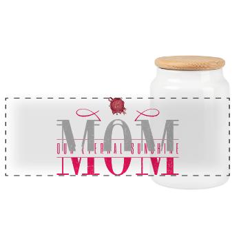 Maman Love Design avec le badge de la meilleure maman - Boîte à biscuits avec couvercle en bois - blanc - Devant