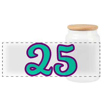 25. 25 YEARS. 25th ANNIVERSARY. 25 YEARS ANNIVERSARY. - Panoramic Cookie Jar with Wooden Lid - white - Front
