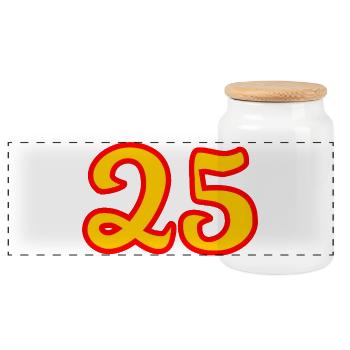 25. 25 YEARS. 25th ANNIVERSARY. 25 YEARS ANNIVERSARY. - Panoramic Cookie Jar with Wooden Lid - white - Front