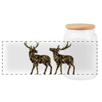 Cerf - Boîte à biscuits avec couvercle en bois - blanc - Devant