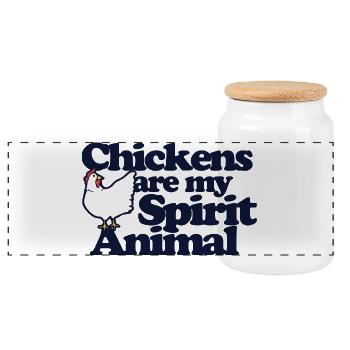Les poules sont mon animal spirituel - Boîte à biscuits avec couvercle en bois - blanc - Devant