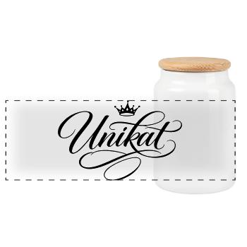 Unique crown - Panoramic Cookie Jar with Wooden Lid - white - Front