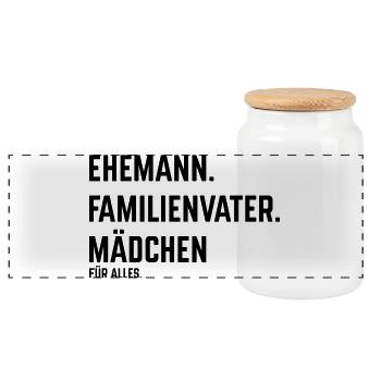 Husband Family Man Girl for Everything (Black) - Panoramic Cookie Jar with Wooden Lid - white - Front