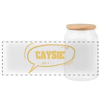 Caysie as a given name - Panoramic Cookie Jar with Wooden Lid - white - Front