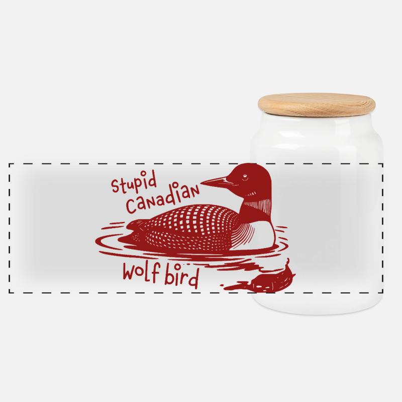 Stupid Canadian Wolf Bird Funny Loon Humor - Panorama Keksdose mit Holzdeckel - Weiß