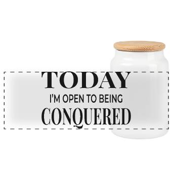 Today I’m Open to Being Conquered - Panorama Keksdose mit Holzdeckel - Weiß - Vorne