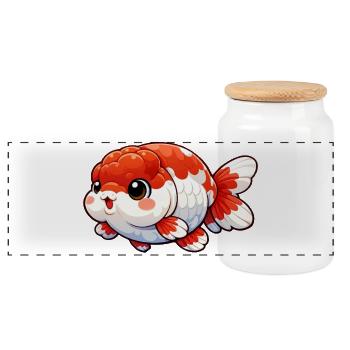 Rnachu Goldfisch Design - Panorama Keksdose mit Holzdeckel - Weiß - Vorne