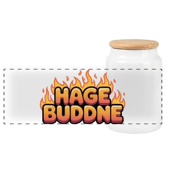 Hagebuddne - Funny Deutsche Memes - Panoramic Cookie Jar with Wooden Lid - white - Front