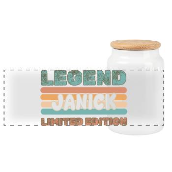 Janick comme prénom - Boîte à biscuits avec couvercle en bois - blanc - Devant