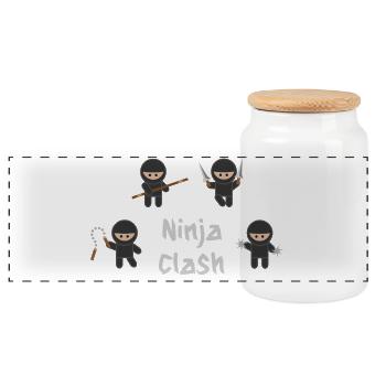 Ninja-Kampfsport-Training - Panorama Keksdose mit Holzdeckel - Weiß - Vorne